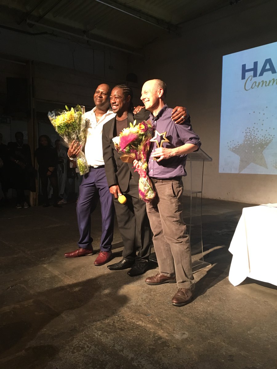 HelloSanctuary's tweet photo. The creative Derek Smith (right) created the PORTRAIT exhibition to celebrate Gascoyne estate. He wins our ‘Spotlight’ award! #HackneyAwards https://t.co/Z9TsdsaMbI