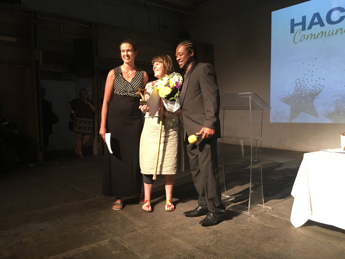 HelloSanctuary's tweet photo. Up now...our Green Hero award...congratulations to Sarah Watt! Sarah has developed two stunning gardens in #Kingsmead. #HackneyAwards https://t.co/vPYS28bx7V
