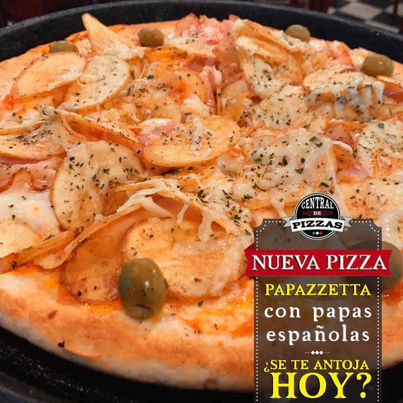 Con salsa de jitomate, mozzarella, parmesano, panceta, peperoncino, papa española, ajo, aceitunas verdes y perejil
Mediana $222 Grande $242