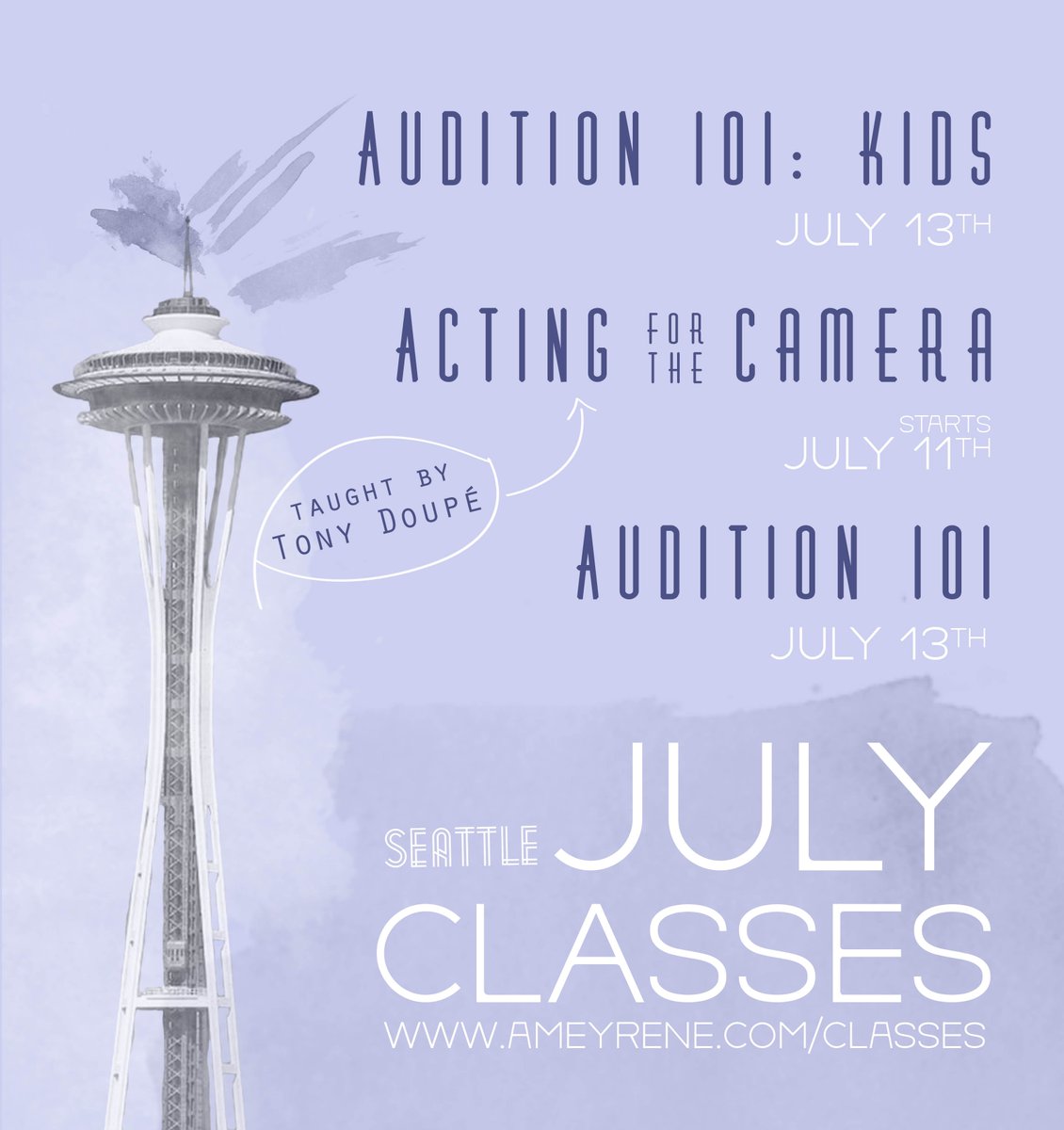 ameyrenecasting's tweet photo. Seattle Actors! New classes available! Audition 101, Audition 101:Kids &amp; Acting for the Camera taught by Tony Doupé https://t.co/QBkj6m0Yj7 https://t.co/Mz9LI9R8rF