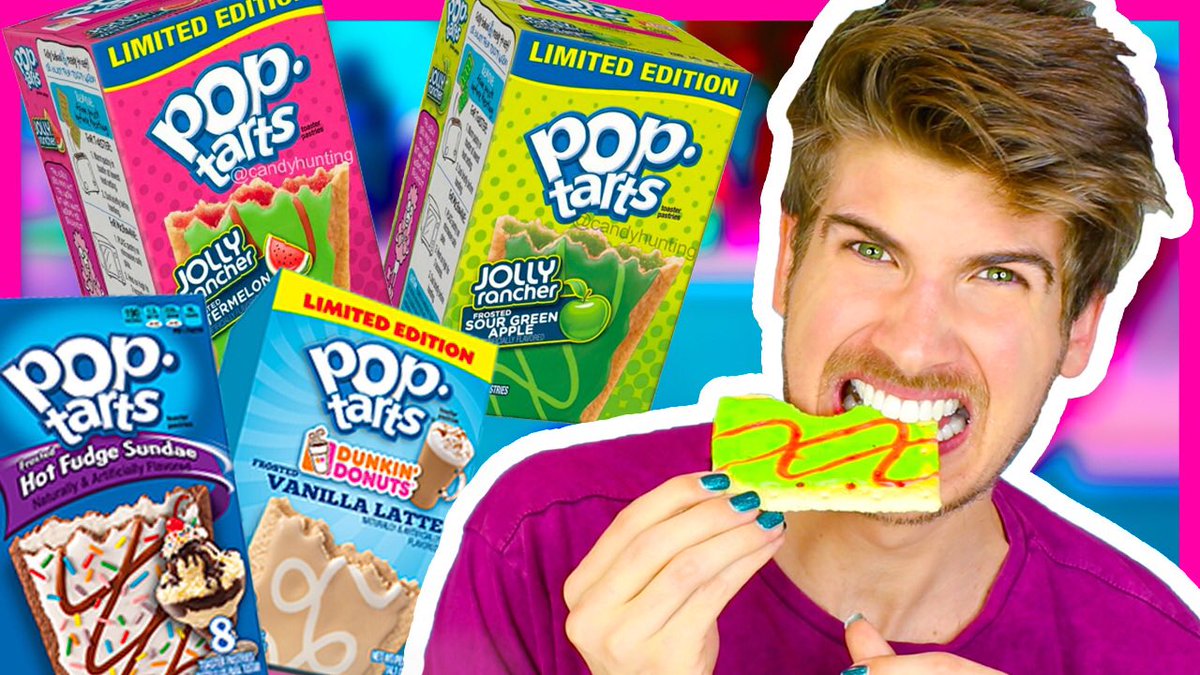 JoeyGraceffa's tweet photo. 🤢 TASTING WEIRD POP TART FLAVORS! 🤢 RT for a SURPRISE this weekend! 🎉 https://t.co/39Kfve5zjU https://t.co/F8MDr3KNuo