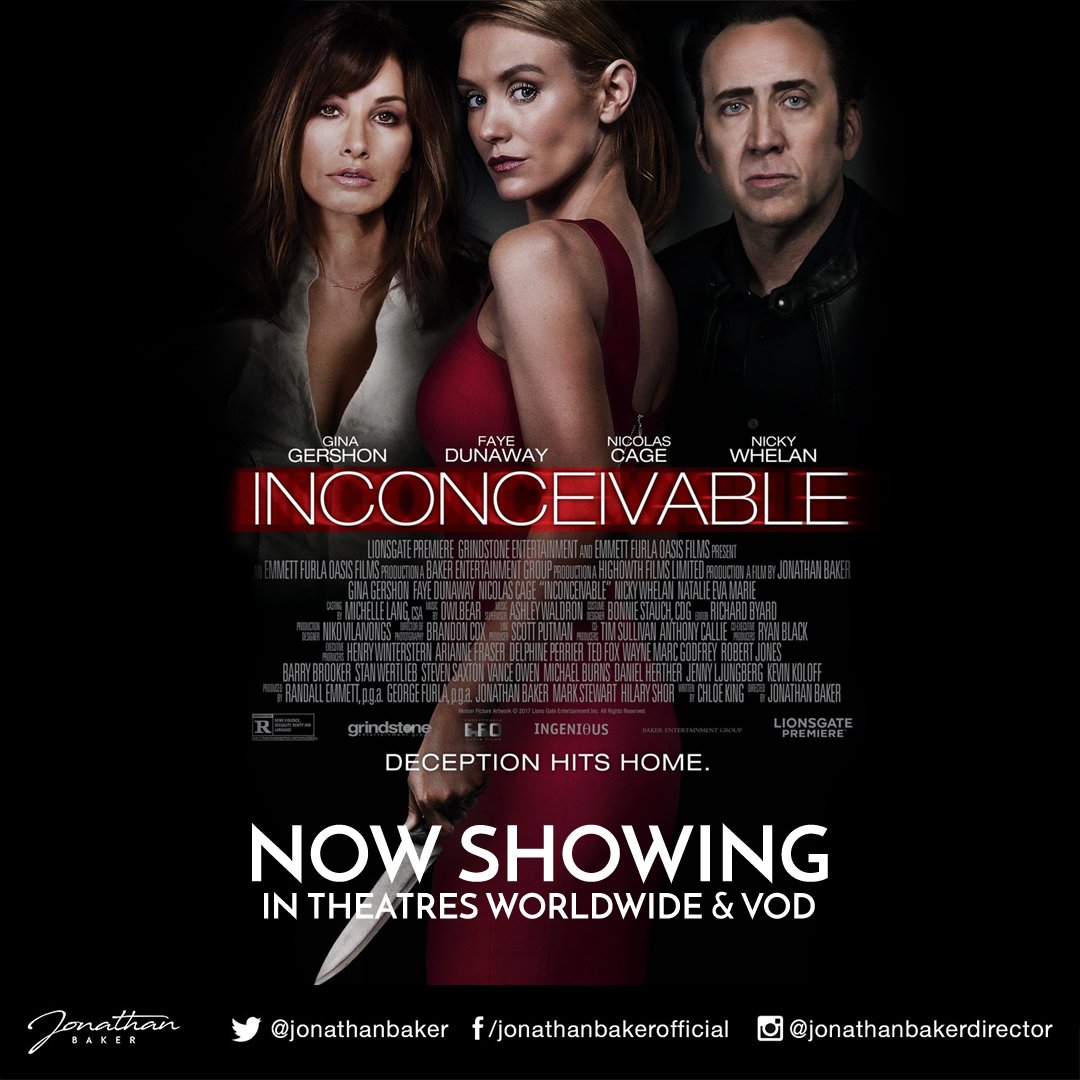 #InconceivableMovie is now showing in theatres! @NickyWhelan @natalieevamarie @RealGinaGershon @bcoxdp @lgpremiere