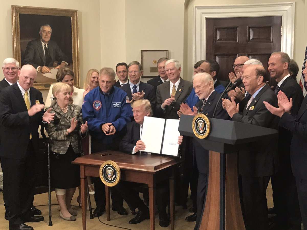 Hasil gambar untuk President Trump relaunched the National Space Council