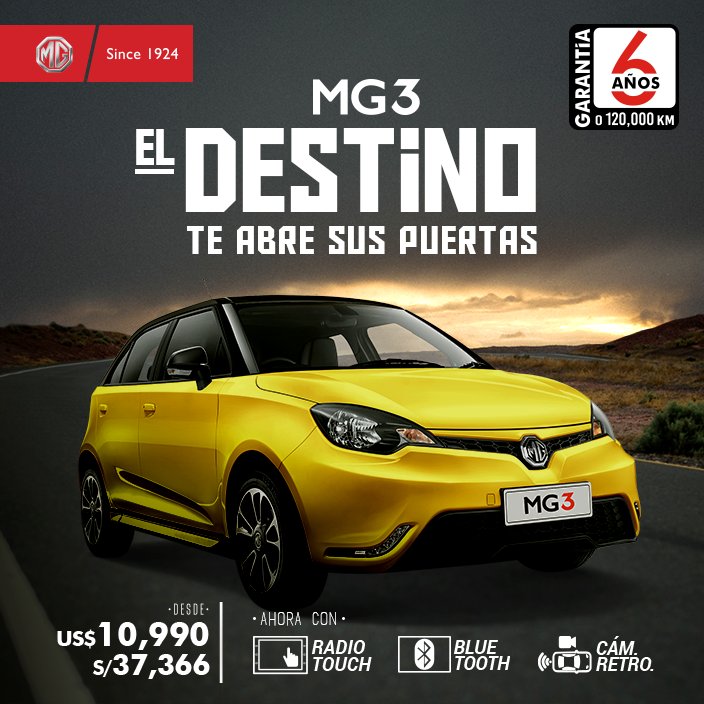 Sé diferente, elige lo mejor 😎
Ven por tu MG3. A solo un click: goo.gl/9Xj34z 
T.C. Referencial 3.4