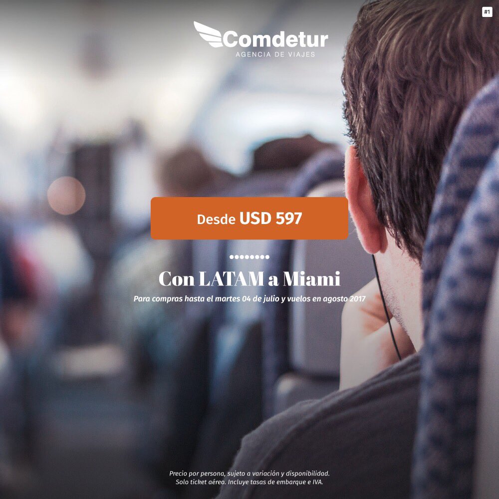 comdetur's tweet image. Promo a Miami para viajar en Agosto! ✈️. Pago en cuotas sin intereses #latam