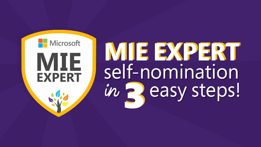 MicrosoftEDU's tweet photo. Ready to become an #MIEExpert? Self-Nominations are open until July 15! https://t.co/9STsFdPCQM #MicrosoftEDU https://t.co/ZZG7S5nopE