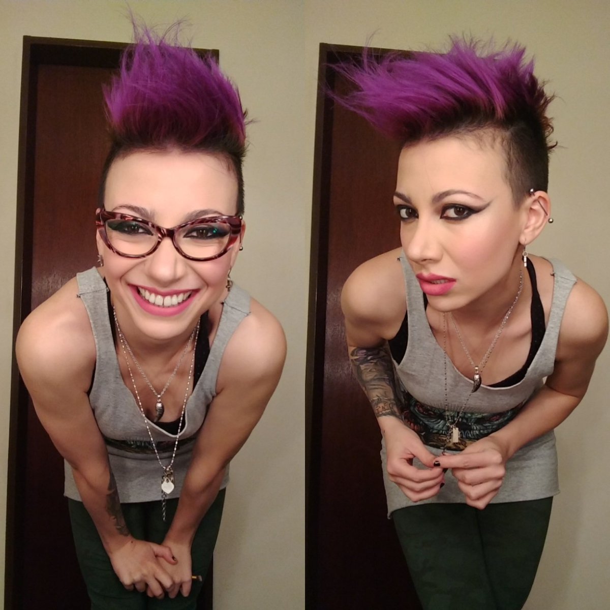 Silvinge's tweet photo. ❤️👓💋💄
#mohawk #undercut #punkgirl #beauty #makeupartist 
#katvodbeauty #makeup #hair #hairstyle  #maccosmetics #urbandecaycosmetics  #style https://t.co/y0vmKVrQx4