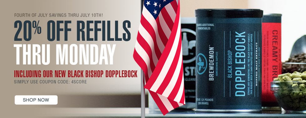 brewdemon's tweet photo. Save 20% on refills through July 10th, simply use coupon code: 4SCORE at checkout. Cheers! https://t.co/JGbHPR9zkr