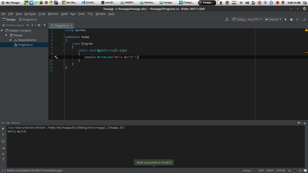 AshkanRmk's tweet image. My first damn it #asp_net_Core hello world!
In #GNU_LINUX ! ♥
#NEW_WAY ...