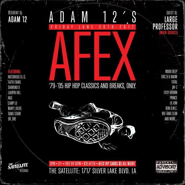 TheSatelliteLA's tweet photo. If you like old school hip hop, party with us, DJ @adambravin, + @PLargePro of Main Source TONIGHT at @AFEX_! Free before 10PM / $10 after! https://t.co/VzI4gOVUel