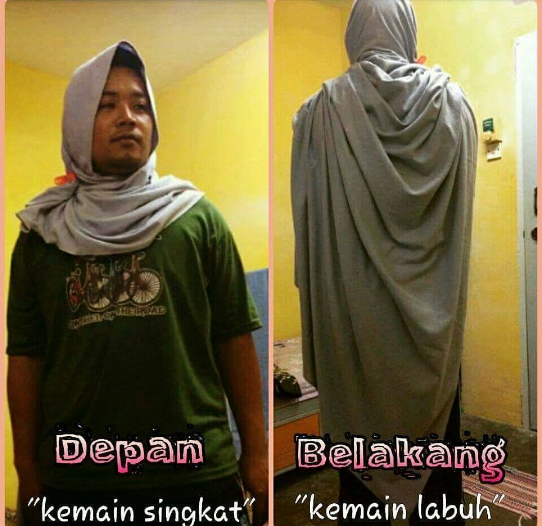 amirrrrr_yusuf's tweet photo. "nk tahu tak knp orang suka pakai tudung depan pendek belakang pnjg? "

"ha knp"

"sebab dada dorg semua dkt belakang , cer try check ���" https://t.co/rnGKChk4yF