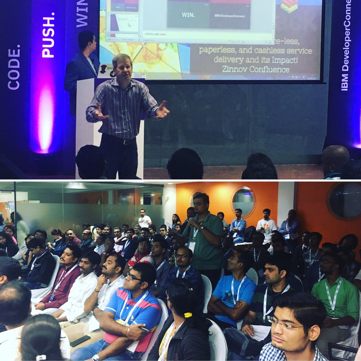 akshayg17's tweet photo. @brysonkoehler talks about the developer friendly environment at IBM #IBMDevConnect #Bangalore https://t.co/hfrSNRqaFC