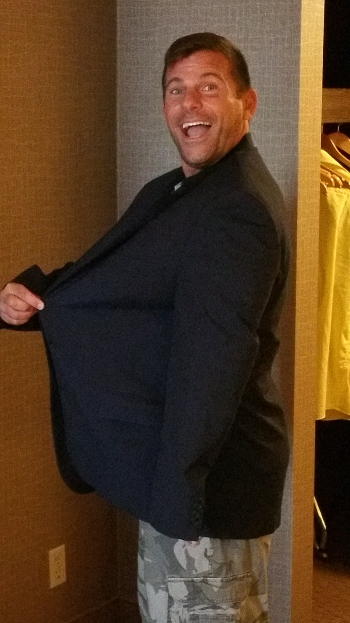Happy Birthday to the weirdest person I know Here he is trying on my clothes & smelling them 1st 