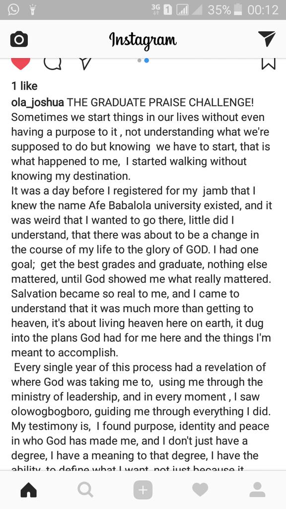 daranijosh's tweet photo. THE GRADUATE PRAISE CHALLENGE
The world needs to hear our stories to KNOW that GOD NEVER FAILS! #theGPChallenge #GPC https://t.co/kncrBilj7s