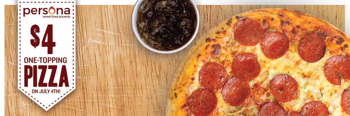 PersonaPizzeria's tweet photo. Celebrate July 4th with a $4 one topping Persona pizza with the purchase of a drink. Not valid in Santa Barbara. See store for details. https://t.co/ZnM9SFamKH