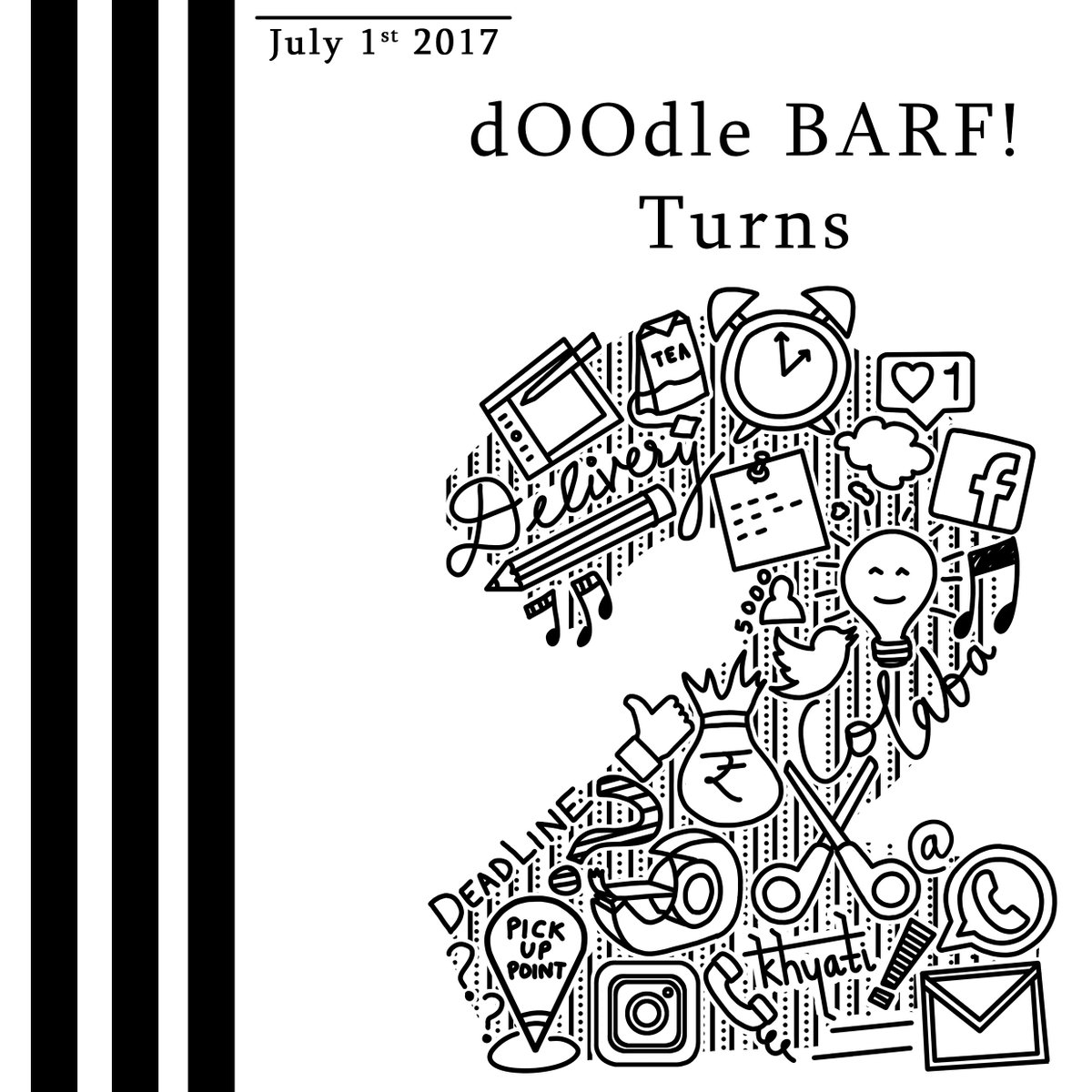 barfdoodle's tweet photo. It's dOOdle BARF!'s SECOND BIRTHDAY!!
#1stJuly #SecondBirthday #dOOdleBARF #Merchandise #PersonalizedMerchandise #Doodles #Mumbai #India https://t.co/eSo0cmFzs2