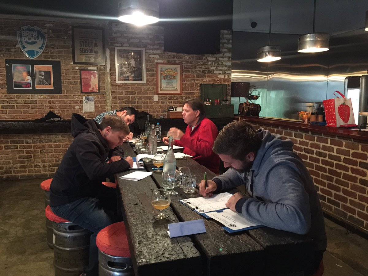 Here’s the crew sitting the <a href="/BJCP_Official/">BJCP</a> tasting exam in Perth at the <a href="/dutchtrading_co/">Dutch Trading Co</a> .