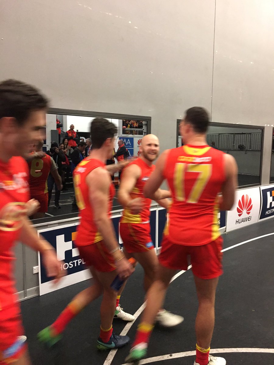 zanofc's tweet photo. What a thrill to be in @GoldCoastSUNS dressing rooms for victory song on @GaryAblettJnr 300 game #ABCAFL #aflsunsnorth https://t.co/gF7RqJ5IbR