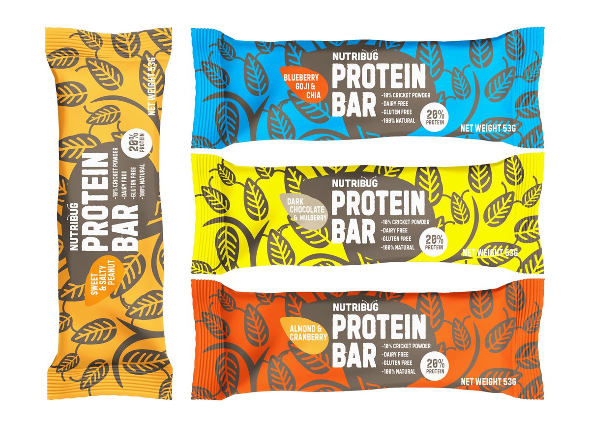 nutribug's tweet photo. Nutribug Protein Bars coming soon. All natural, high protein, 4 delicious flavours. Made with #cricketpowder https://t.co/3O48RwJx09
