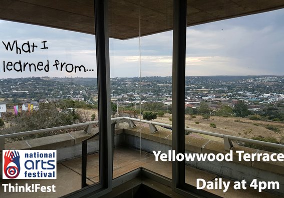 artsfestival's tweet photo. Visit Yellowwood Terrace at 4PM daily for the 'What I Learned From...' series - 5 min inspiring stories taken in over Home Grown Coffee. https://t.co/EUPxpArhSm