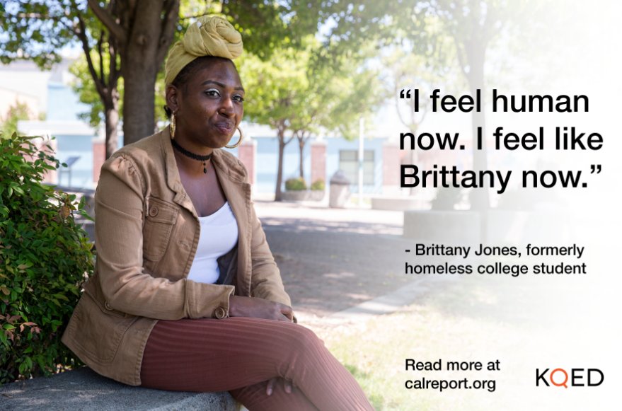 KQED's tweet photo. A year ago, Brittany Jones was a homeless student. Today, she has a home. This is her story: https://t.co/Eiq7K8QMbY #SFHomelessProject https://t.co/uRgsbFSsOX