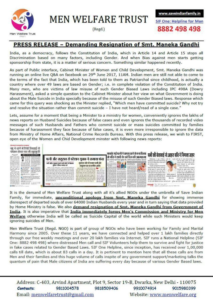 cskkanu's tweet photo. @BJP4India govt should #SackManeka for continously abusing men and men's rights 
Also #ShutDownWCD https://t.co/ay3LH9wHsy