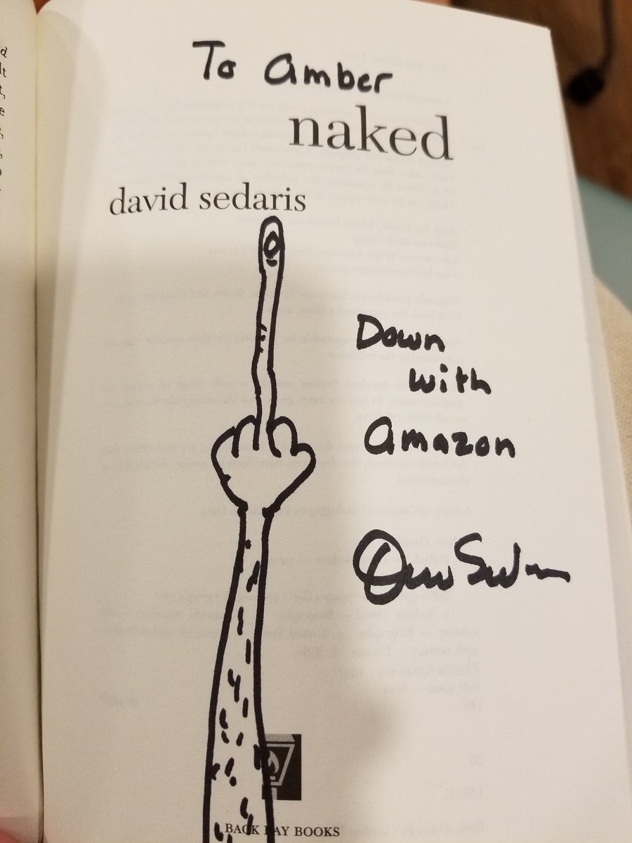 1snotacrayon's tweet photo. Just got home from working the Sedaris event at @quailridgebooks. Holy cannoli my feet are dead but he was hilarious. #downwithamazon https://t.co/88TZkDJzq3