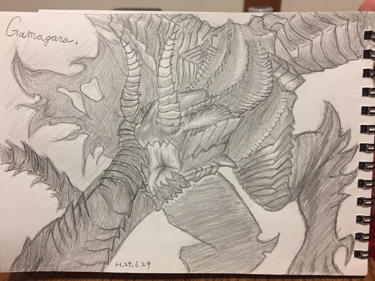 Kyun28 V Tvittere ウロコとかの描き方ってどーするんやろか モンハン ゴアマガラ モンハン好きと繋がりたい 絵描き シャーペン画