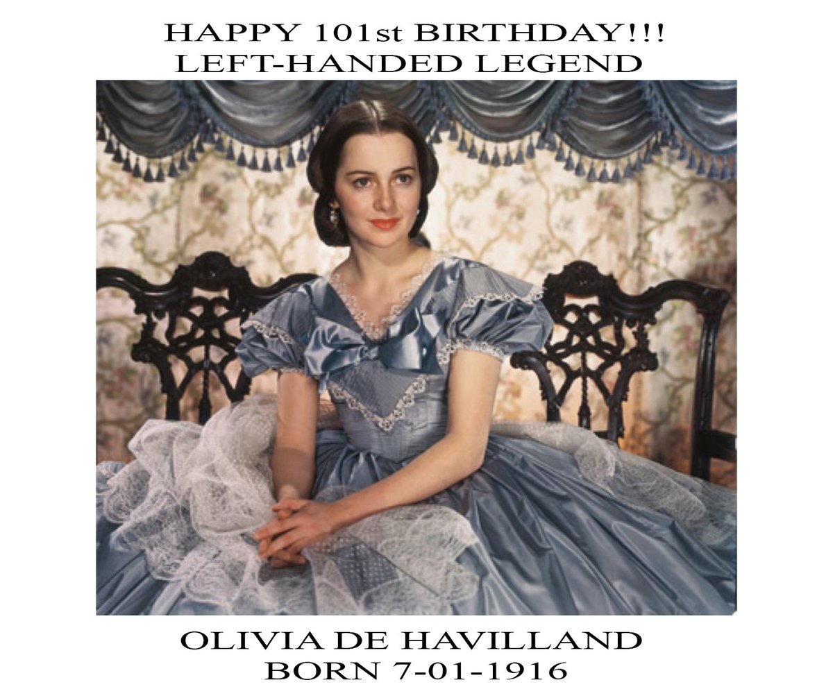 ImIan5's tweet photo. #Happybirthday  #lefthanded #legend #Actress #OliviaDeHavilland #gonewiththewind  #beinglefthandedmovie #indie
Letfties don't die sooner. https://t.co/KP4Mt8UDsd