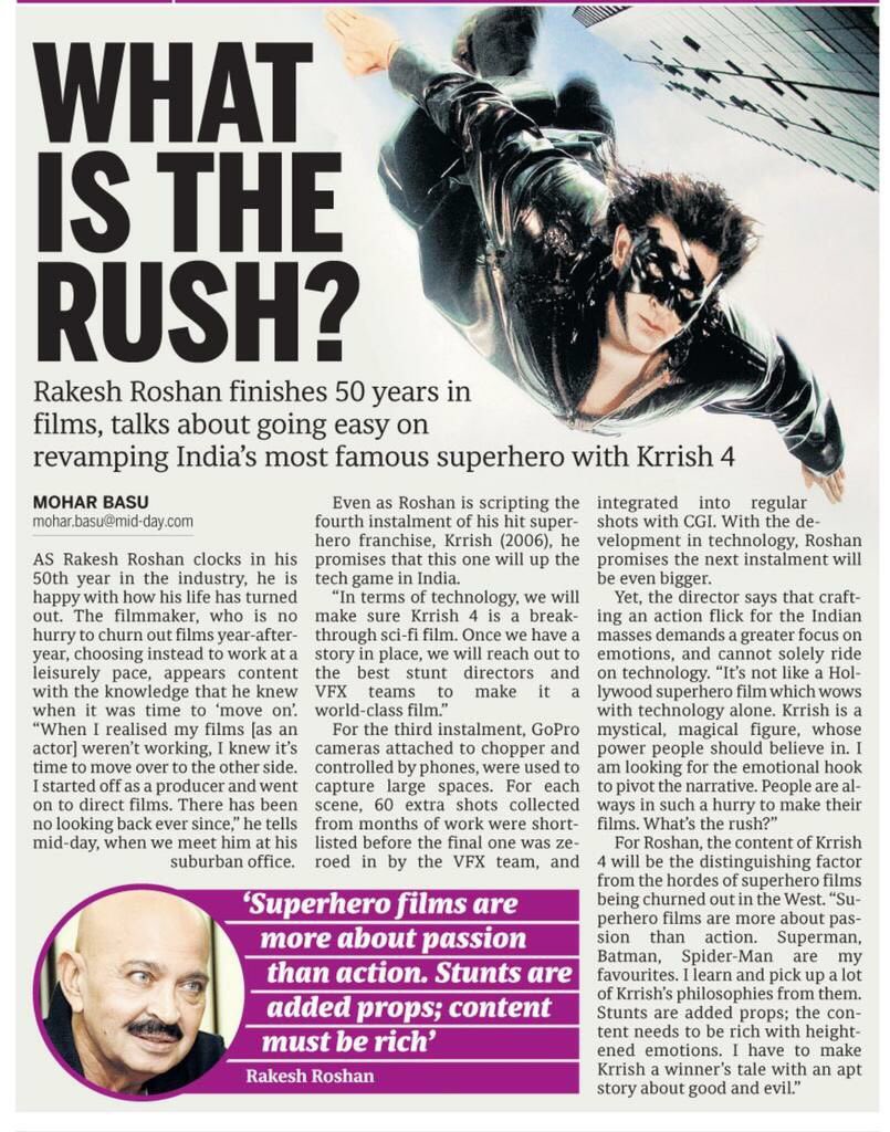 HRFCiNDiA's tweet photo. 🤘great news 🙏😍😀 #Krrish4 @iHrithik #HrithikRoshan https://t.co/QZjhQzZt2k