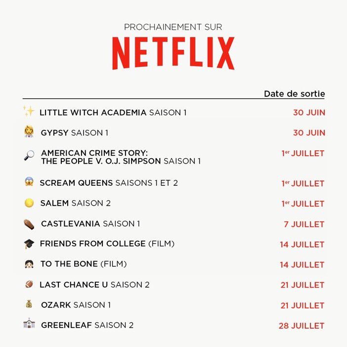 AllOfSeriesFR's tweet photo. Voici le planning des sorties sur netflix en ce mois de juillet. https://t.co/x3GnHArOpl