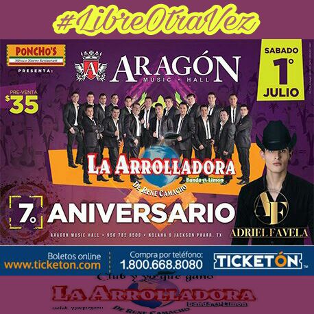Deisyabl's tweet photo. Hoy llega la @Arrolladora con su gira #LibreOtraVez a McAllen, Texas no te lo puedes perder @MIGUELCOBAS @club_yyoquegano @renecamacho_abl https://t.co/76Euz6DzVN