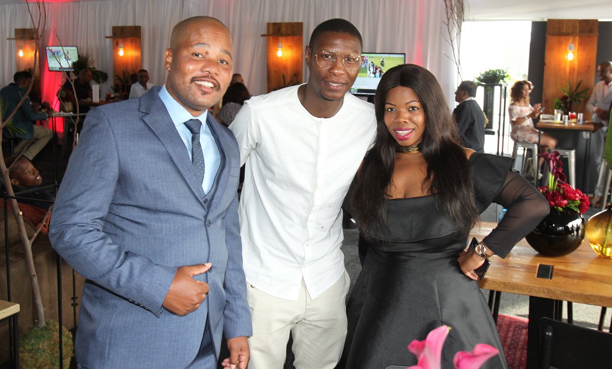 VodacomSoccer's tweet photo. Up the Bucs! @Orlando_Pirates defender, @GcabaAyanda came to say hello to #BucsFashion winner, @Zama_Njeya &amp; her partner. Halala. #VDJ2017 https://t.co/7oBcuDEvNq