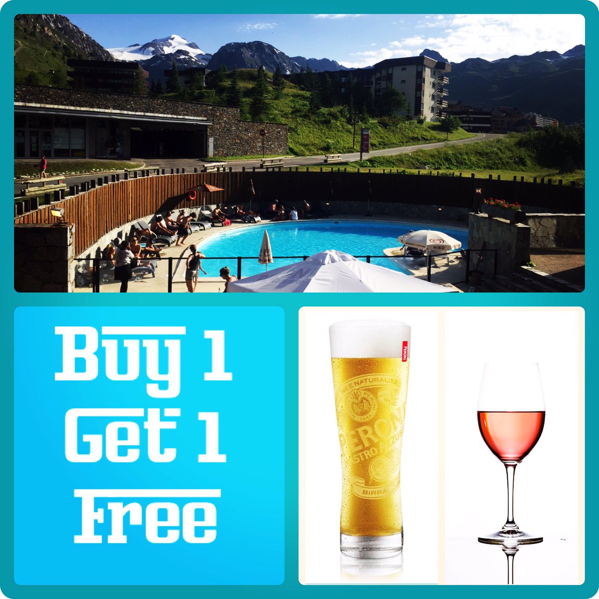 Laqueuedecochon's tweet photo. QDC summer opens tomorrow from 1pm. Killer deal buy1get1free on Peroni or House wine all day. Come down and check it out #pool #bar #tignes https://t.co/EIpCoiHvrC