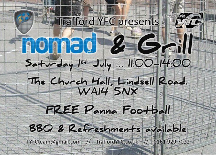 Youth for Christ Nomad (@yfcnomad) on Twitter photo We're set up for our last day with <a href="/Tyfcteam/">Trafford Youth For Christ</a>! We're here from 11-2 so come play in the cage & there's also a cheeky BBQ! #nomadandgrill We're set up for our last day with <a href="/Tyfcteam/">Trafford Youth For Christ</a>! We're here from 11-2 so come play in the cage & there's also a cheeky BBQ! #nomadandgrill