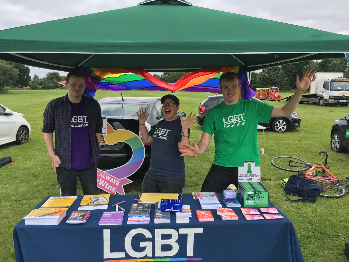 LGBTfdn's tweet photo. We're at the first #TraffordPride today! Come and say hi and have a chat! #Hereifuneedus https://t.co/gBrFCJHb44