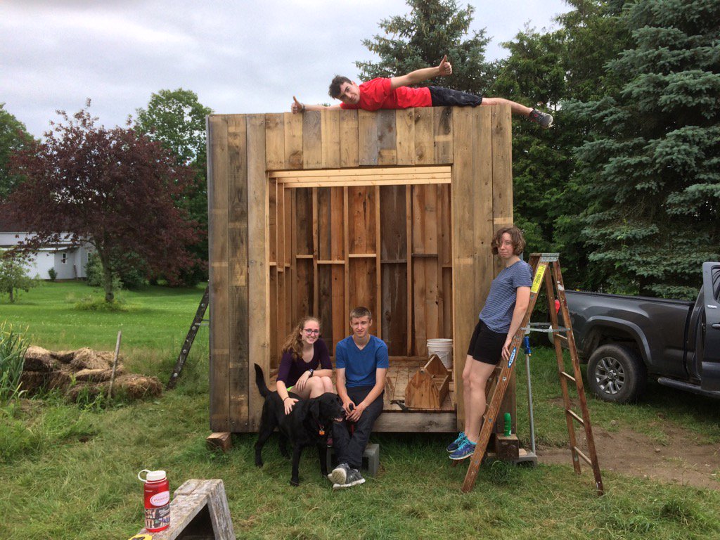 #bfairfax Summer Farm to School crew has completed boarding our tool and equipment shed. Roof Rafters next!