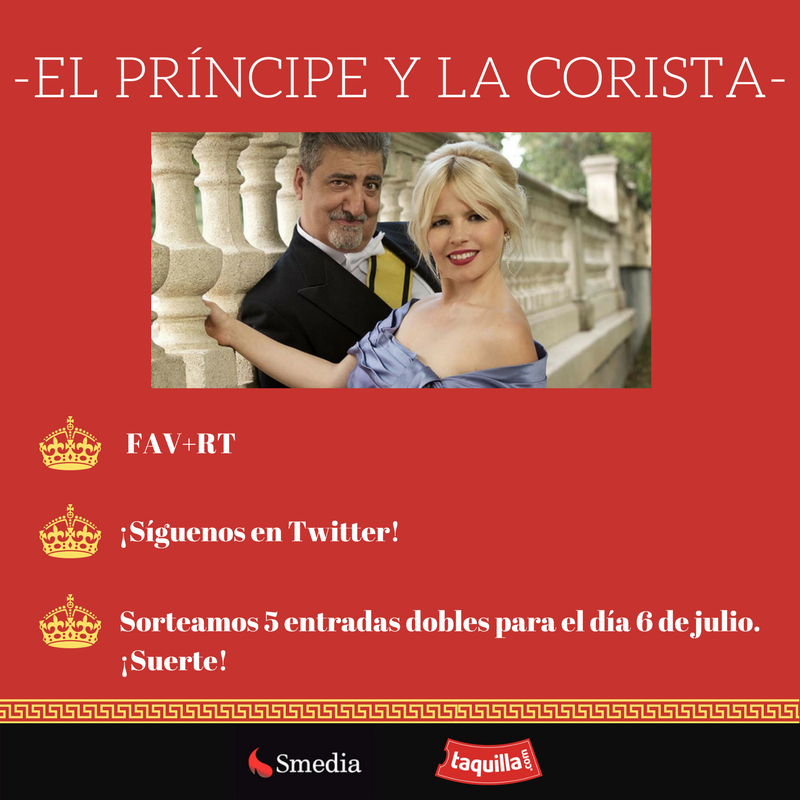 Sorteamos 5 ENTRADAS DOBLES para 'El príncipe y la corista' , ¡la última comedia de Madrid!❤👑 👉Para el día 6 de julio. 
Para participar ⬇😍
