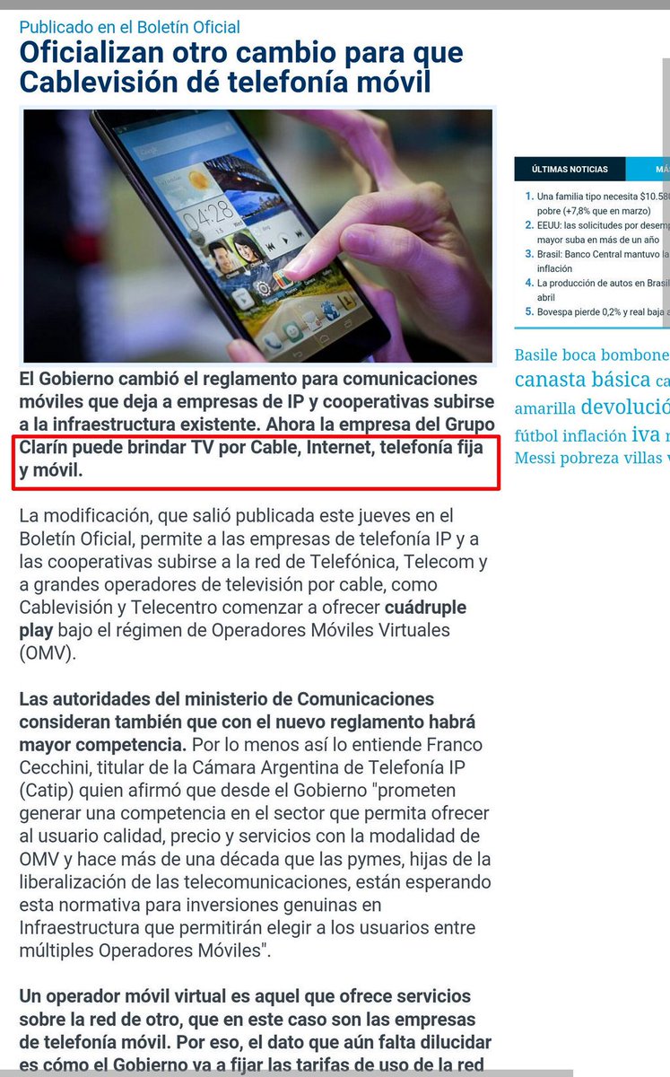 EdgardoRovira's tweet photo. Y un día Clarín se quedó con toda la comunicación. Compró Nextel, compró Telecom y Macri le regaló el 4g y el cuadruple play #TieneElControl https://t.co/vXDkRIfaVi
