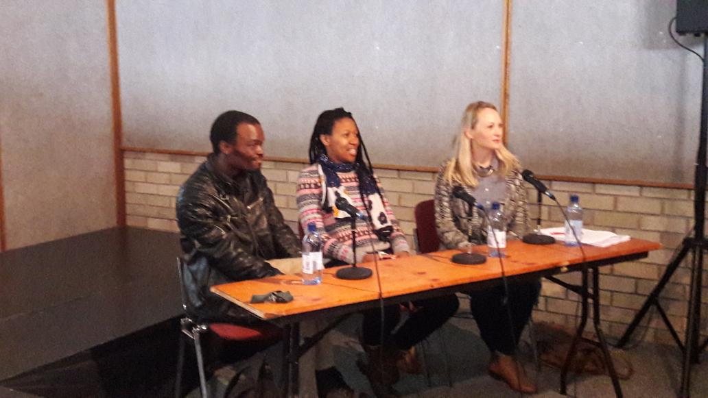 ThinkFest_NAF's tweet photo. Our land experts: Mngobi Ngubane, Stha Yeni & Tracy Randle prepare for the Land Reform Debate. Glenn Farred joining via Skype. #Thinkfest17 https://t.co/3G71dtcucn