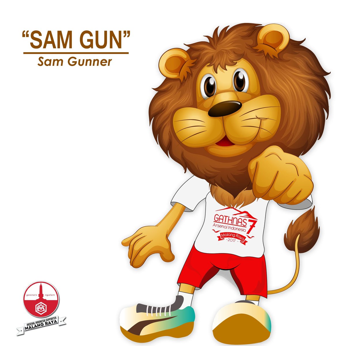 Gath8AIS's tweet photo. Sekarang kuy kenalan dengan maskot #Gathnas7AIS, "Sam Gun" atau Sam Gunner lengkapnya 🦁 https://t.co/hU44J7NH0o