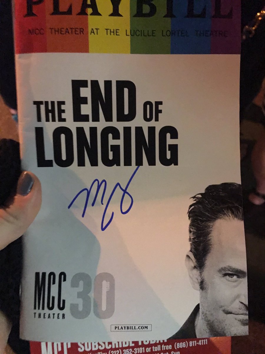 Thank you <a href="/MatthewPerry/">matthew perry</a>! You were very kind to take time to meet with people last night after a great performance! #EndOfLonging