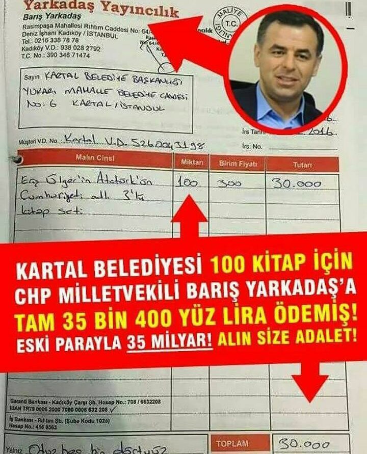 FatmaAydnl2's tweet photo. Kartal Belediyesi 100 Kitap için Barış Yarkadaş'a 35 Bin 400 lira ödemiş. 
Adaletten bahsedenler https://t.co/zui52xGQKt