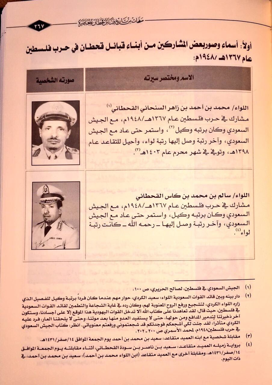 منصات قحطان الإعلامية بدون تويتر أسماء وصور بعض المشاركين من قبائل قحطان في حرب فلسطين عام 1367هـ.