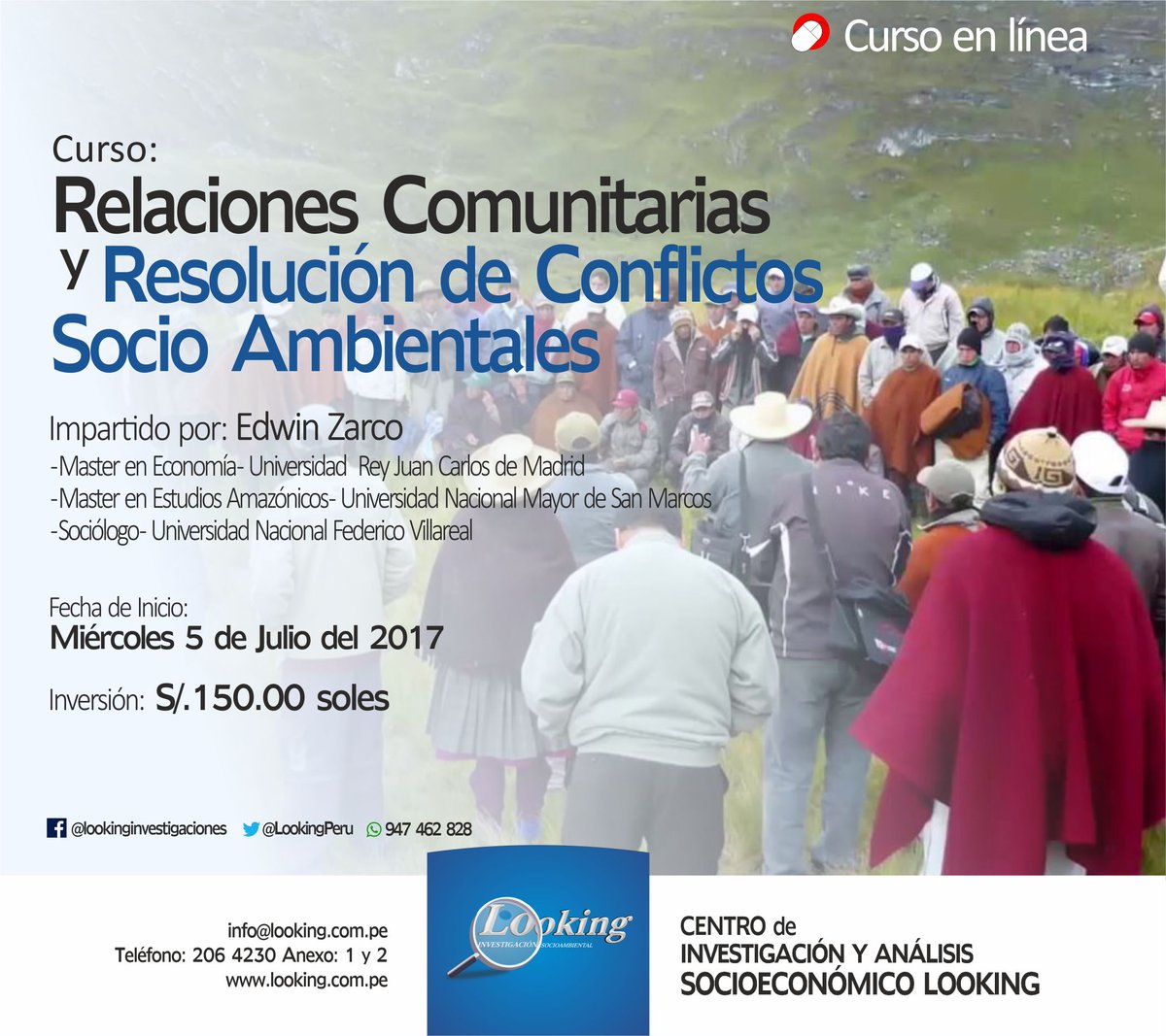 LookingPeru's tweet photo. Los invitamos a participar del Curso "Relaciones Comunitarias y Resolución de Conflictos" 
https://t.co/WCYd7I6pIb https://t.co/G2tr5RjTKa