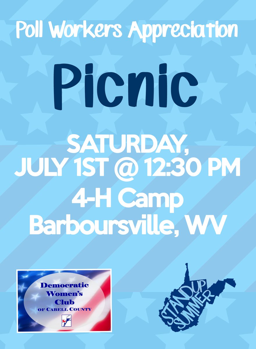 Cabell Young Dems (@cabellyoungdems) on Twitter photo We're proud to work with the Cabell County <a href="/WVFDW/">WV Federation of Democratic Women</a> to honor our poll workers this Fourth of July Weekend! #DemsStandUp #wvpol We're proud to work with the Cabell County <a href="/WVFDW/">WV Federation of Democratic Women</a> to honor our poll workers this Fourth of July Weekend! #DemsStandUp #wvpol
