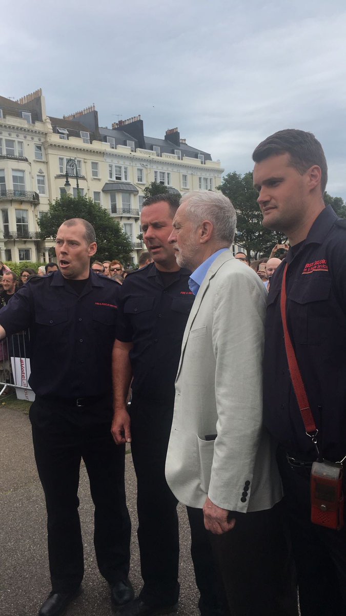 A fire engine pulled up &amp; fire fighters got out to say hi at our Hastings rally. Always an honour to meet fire fighters who keep us all safe