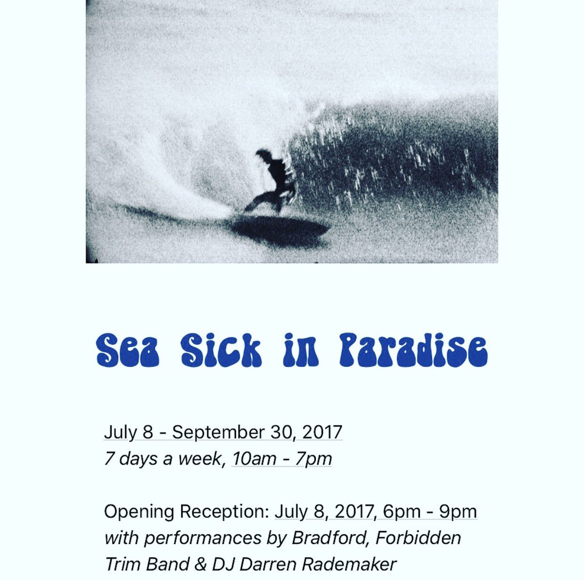 #nextsaturday #seasickinparadise at #departfoundation <a href="/malibu_village/">malibuvillage</a> #performance by #bradford #forbiddentrimband #dj #Darrenrademaker #art