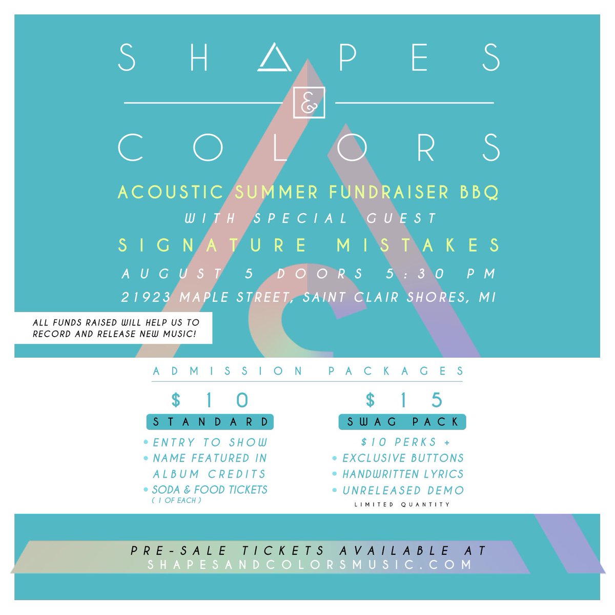 SHAPESCOLORSMI's tweet photo. WHO WANTS NEW S&amp;C MUSIC?
You can help us by coming to this show! Event capacity is limited. 
Get your tickets here:
https://t.co/OP9jIhqcCf https://t.co/ELOLgfelxi