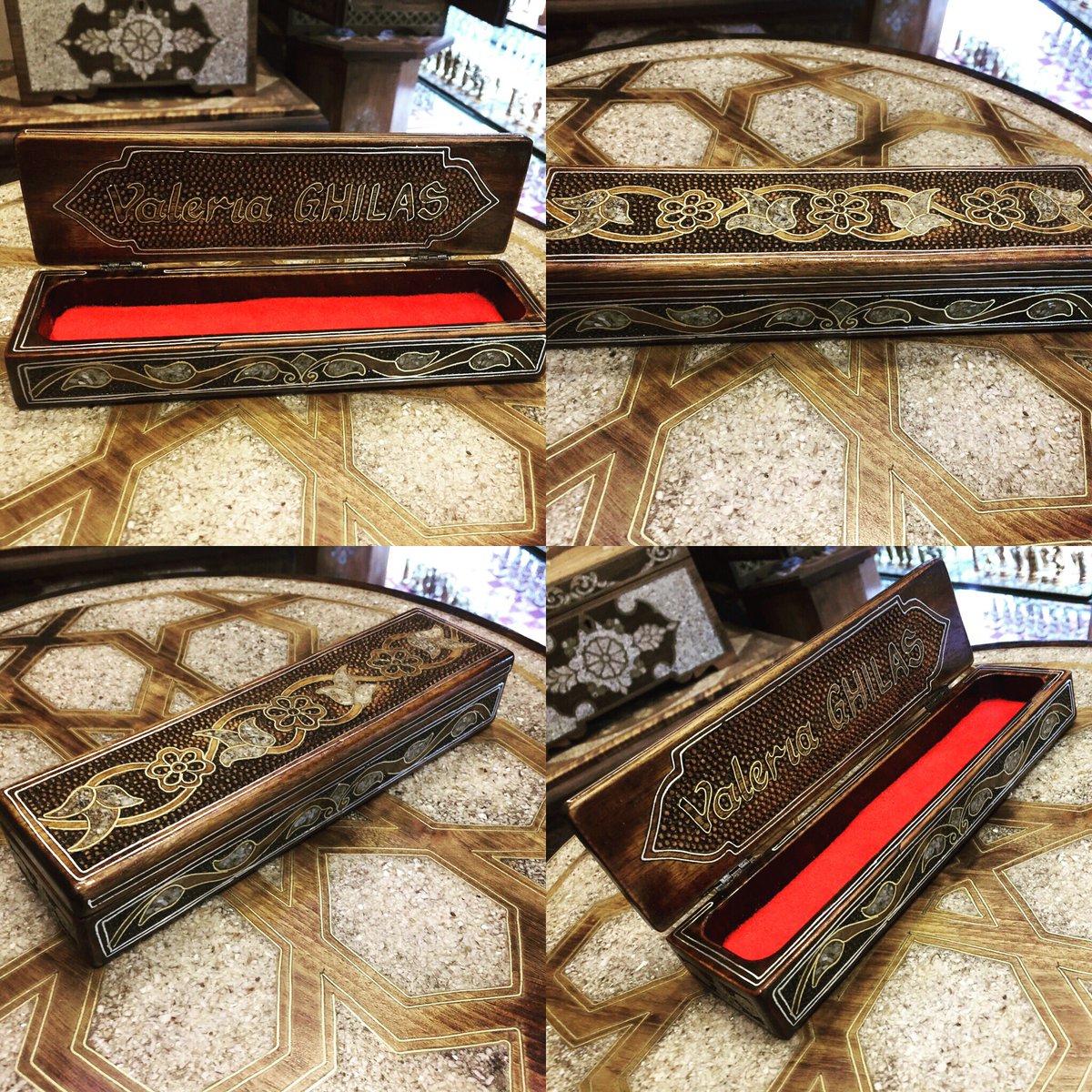 Kişiye özel mozaik sedef işlemeli kalem kutusu,,,